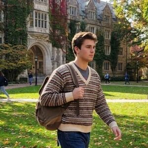 Lord Jeff V-Neck Vintage Fatir Isle Ski Sweater